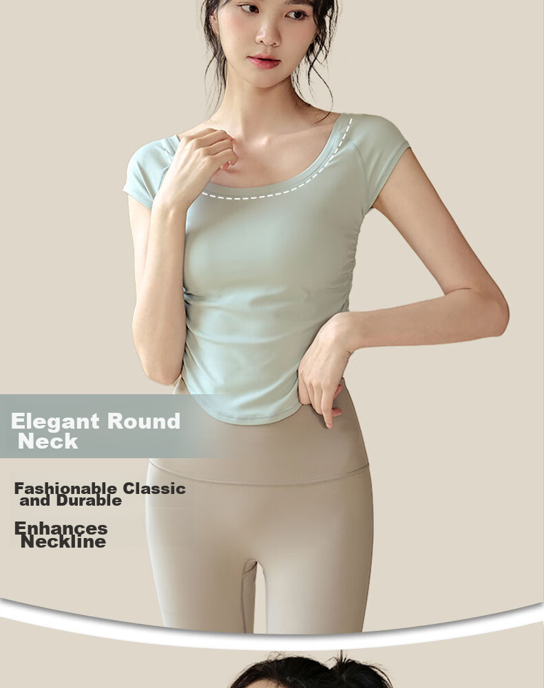 XUEXIMAN Yoga Wear for Women, Summer Lightweight Short-Sleeve Top, Professional Pilates And Running Fitness Sports T-Shirt 5