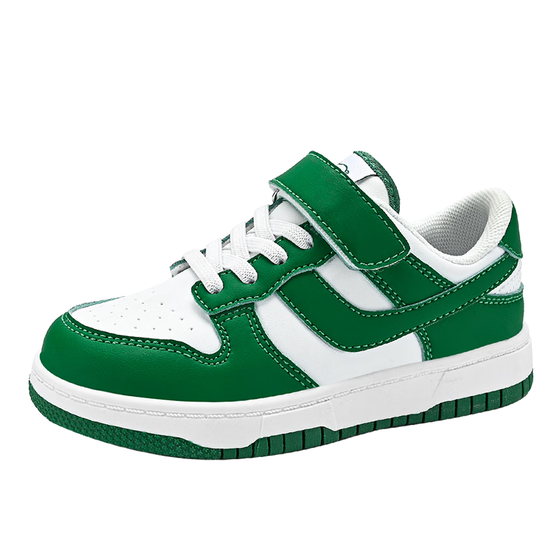 SNOOPY Children's Sneakers, Boys And Girls Sports Shoes, Casual Low-Top Fashionable Versatile Skateboard Shoes for Students, 0301 White-Green, Size 28