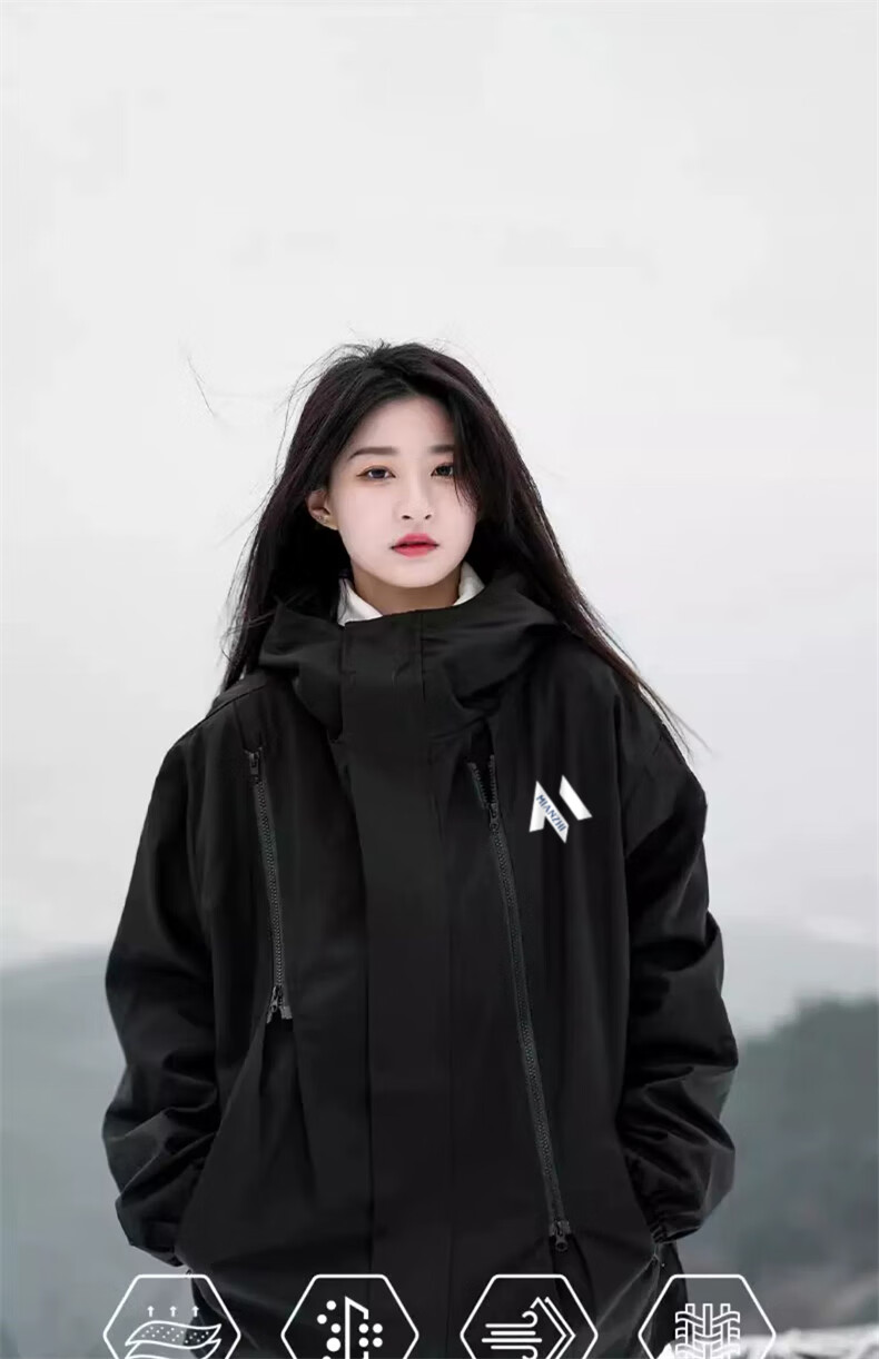 Mianzhi Windbreaker Jacket for Men And Women, Autumn Outdoor Windproof Waterproof Coat, Couple's Outerwear, Black, 3XL 3