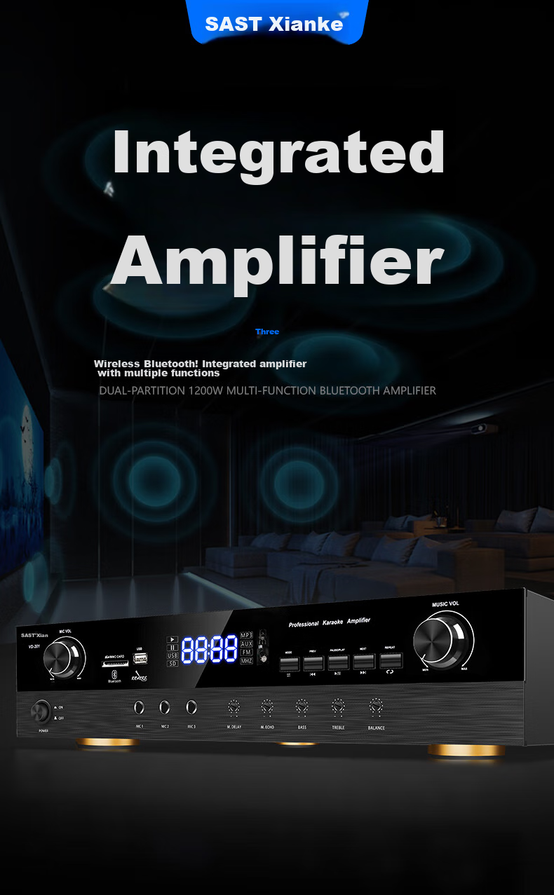 SAST Conference Room Sound System Set 10-Inch Home KTV Background Music Training Meeting Bluetooth Amplifier Wall-Mounted Speaker VD-202/K3*4 9