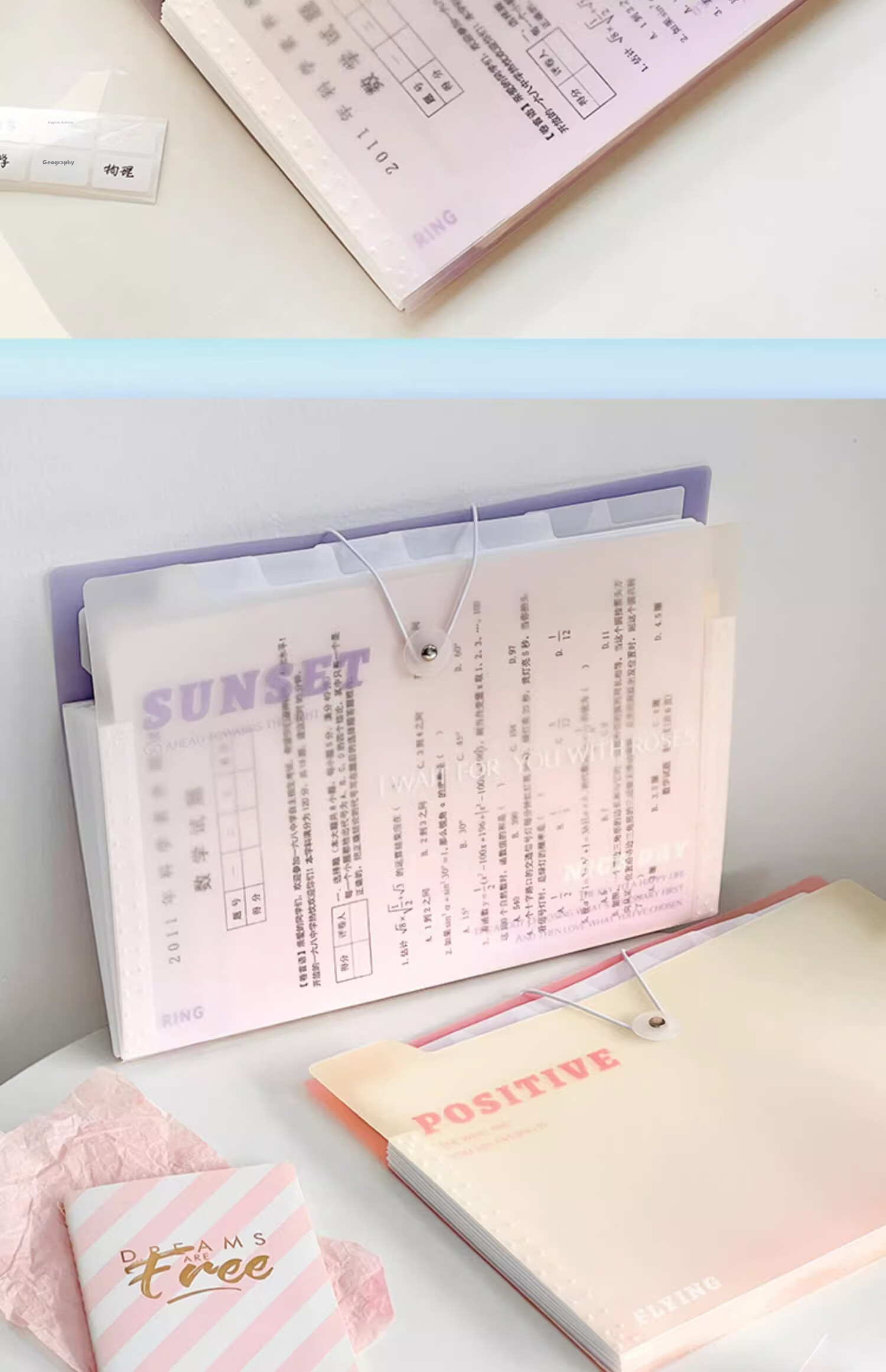 Wengu File Folder Accordion Multi-Layer A4 Student Stationery Office Meeting Exam Paper Storage Bag for Primary And Middle School, Portable Subject Classification G0249-8 Blue 12