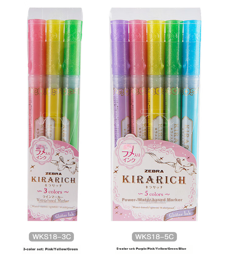 ZEBRA Crystal Bright Highlighter, Colored Marker Pen, Kirarich Series Student Marker, WKS18, Blue 10