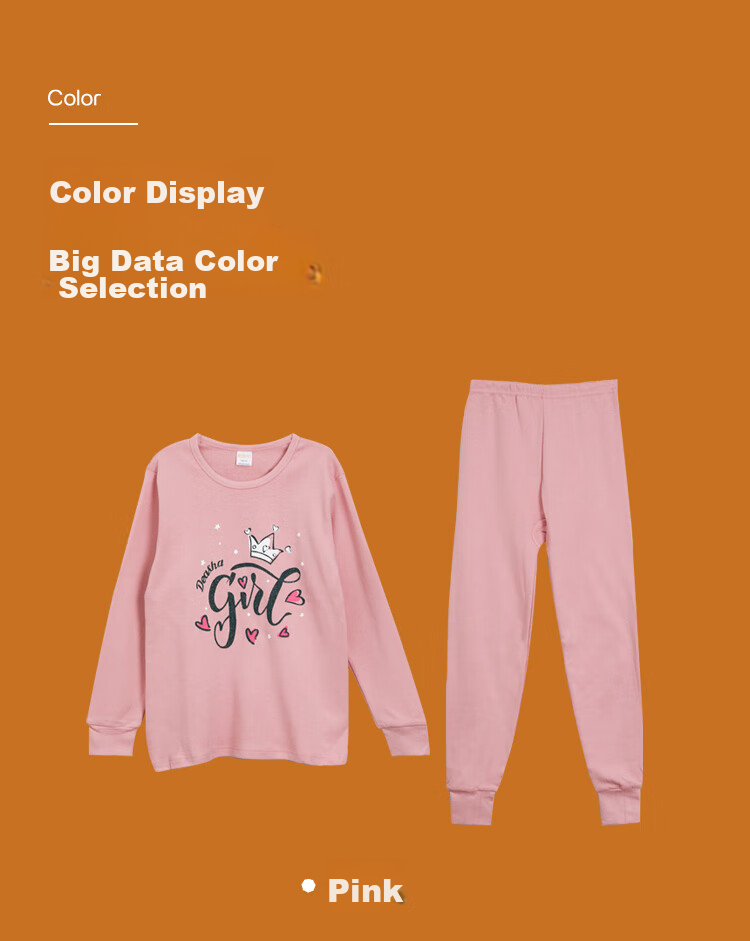 Hodohome Children's Autumn Underwear Set, Girls' Pure Cotton Thermal Underwear, Medium to Large Sizes, Girls' Cotton Sweater, 124 Light Jade, Size 165 8