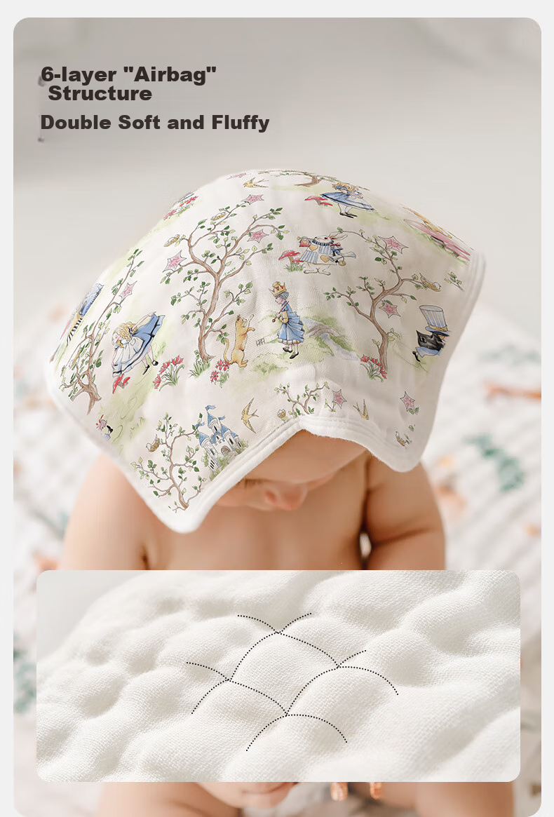 EMXEE Baby Drool Bib, Newborn Pure Cotton Soft Gauze Square Towel, Ultra-Soft Baby Face Towel, Children's Towel, 4-Pack 8