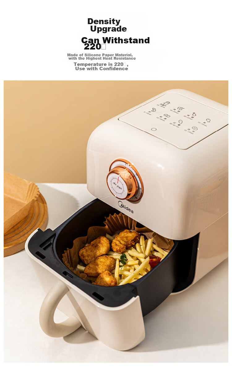 Jieribang Air Fryer Paper [110 Sheets], Heat-Resistant Oil-Absorbing Paper Liner for Food Baking, Roasting, And Barbecue Silicone Paper 6