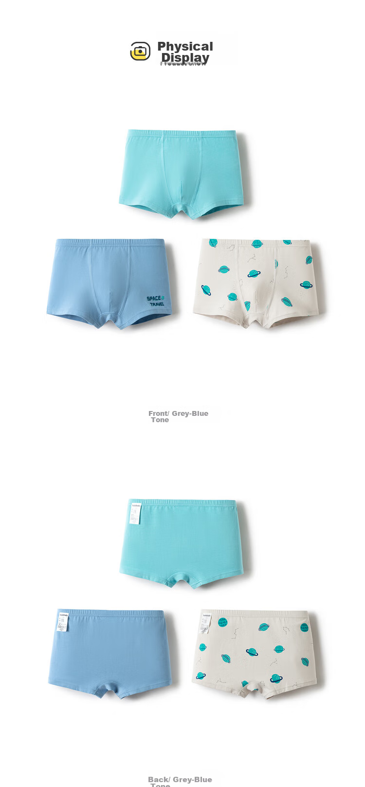 BALABALA Boys' Cotton Boxer Briefs, Class A Children's Underwear, for Young And Older Kids, Four-Corner Shorts, Pack of Three, 208924170121 2