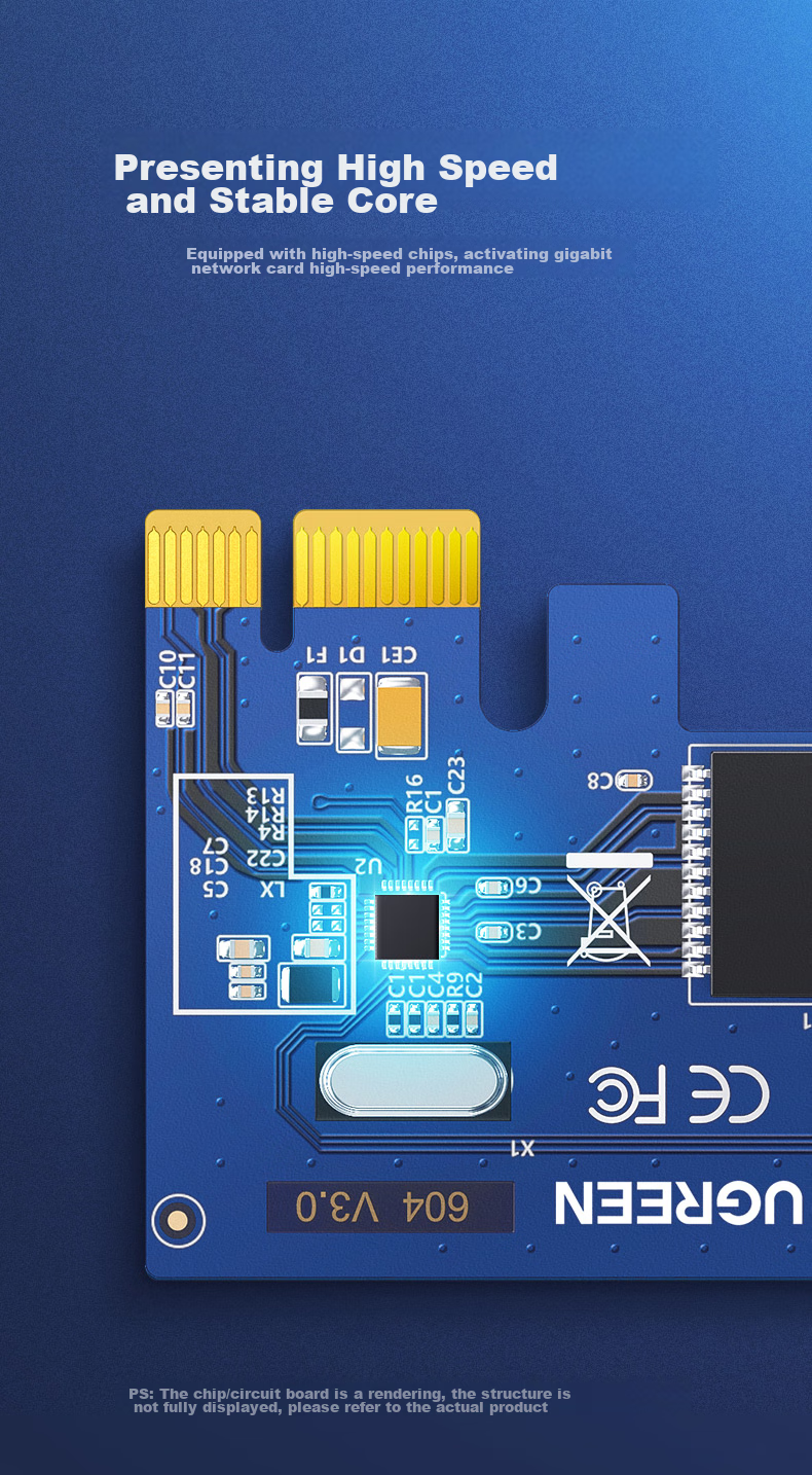 UGREEN PCI-E to 2.5G Wired Network Card, Desktop Computer NAS Server Built-In Ethernet, Adaptive Gigabit Wired Network Card, RJ45 Network Port High-Speed Expansion Card 9