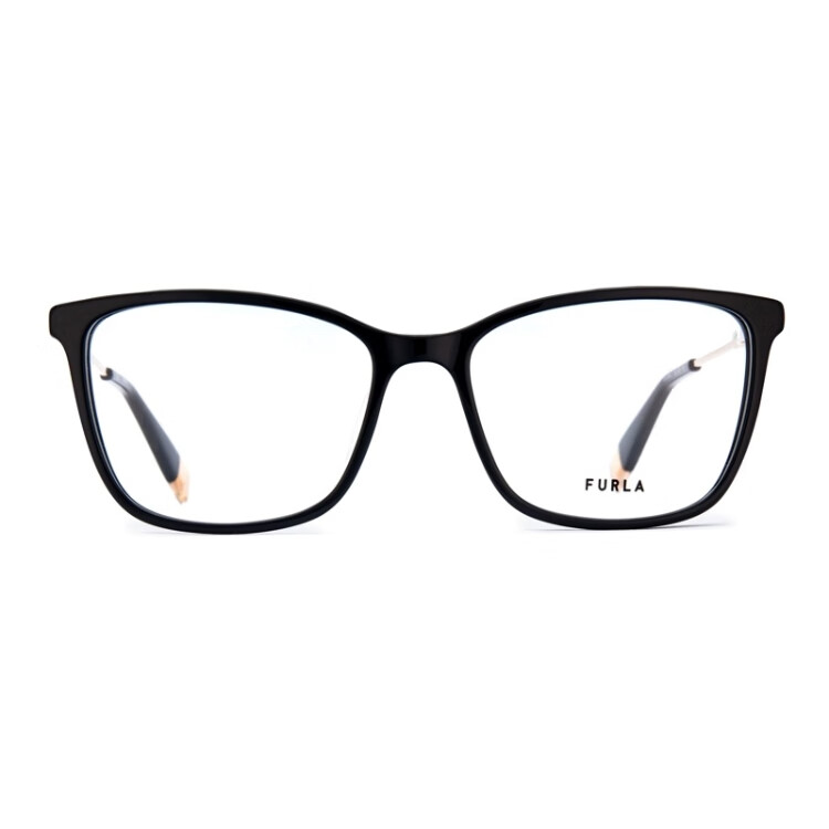FURLA Full-Frame Women's VFU390S Commuter Myopia Optical Glasses Frame, Optical Glasses 530700, Glossy Black 2