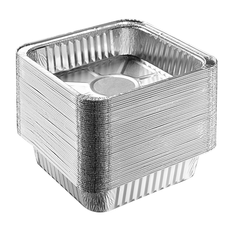 COOKER KING Air Fryer Aluminum Foil Bowls And Plates, 7-Inch, 50 Pieces, Square Foil Trays, Aluminum Foil Dishes for Barbecue, Oven Baking