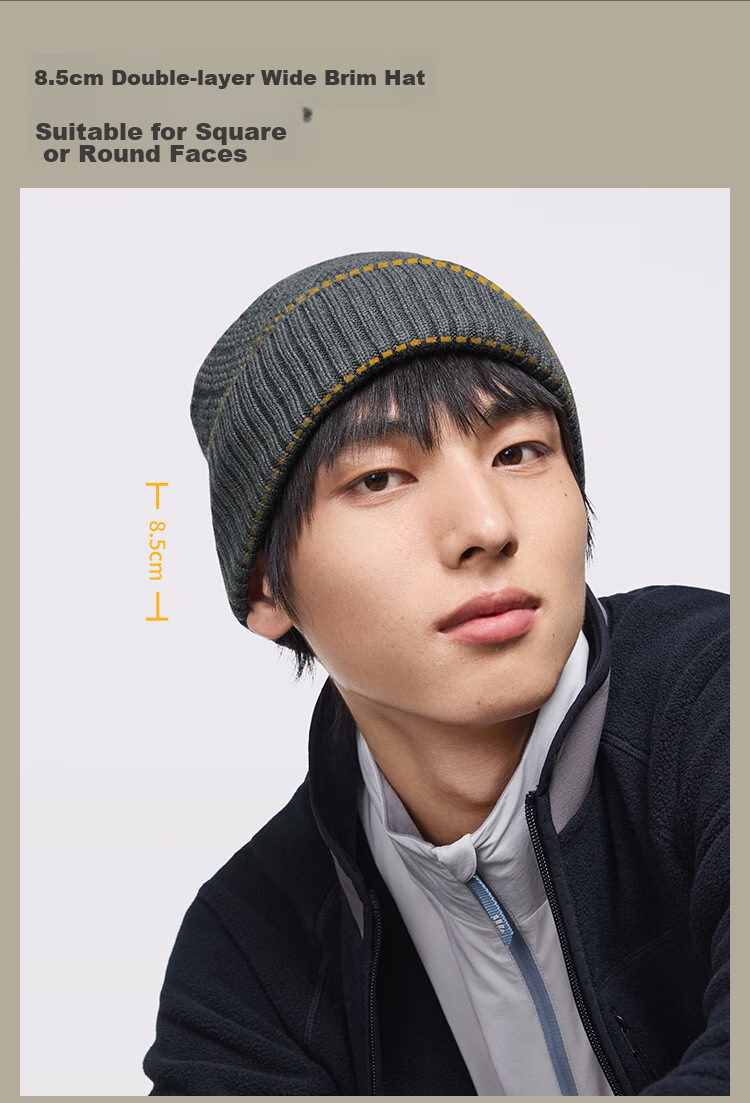 Beneunder Winter Hat for Men And Women, Knitted Beanie, Cold-Proof Warm Cap, Face-Slimming Woolen Hat, New Year Gift, Black 10