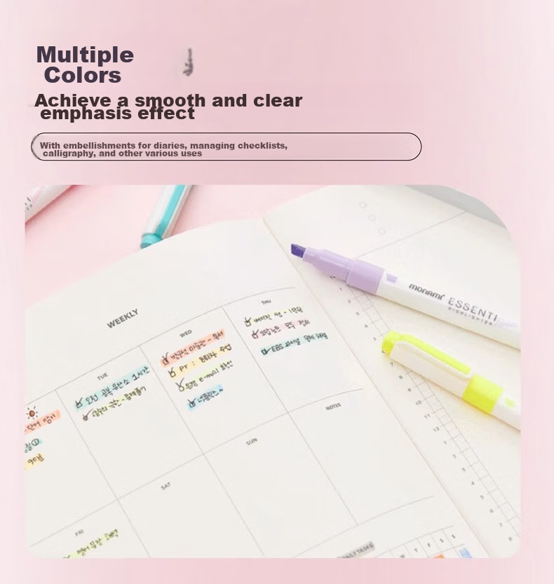 Monami Imported Double-Ended Highlighter Pen, Large Capacity for Students' Note-Taking And Marking, Colorful Pen, And Xue Wei Weifeng 4-Color Set 06023Z04-NB 7