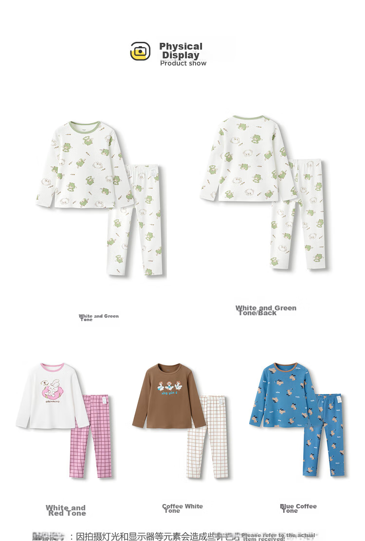 BALABALA Children's Thermal Underwear Set, Autumn And Winter Thickened, Boys' Autumn Shirt And Pants, Girls' Base Layer Pajamas, 208424169201 14