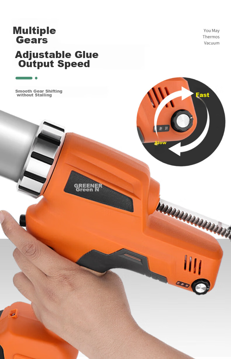 GREENER Lithium Battery Caulking Gun, Universal Labor-Saving Automatic Retraction, Large Capacity Tile Grouting Tool, 21V One Battery And Charger 6