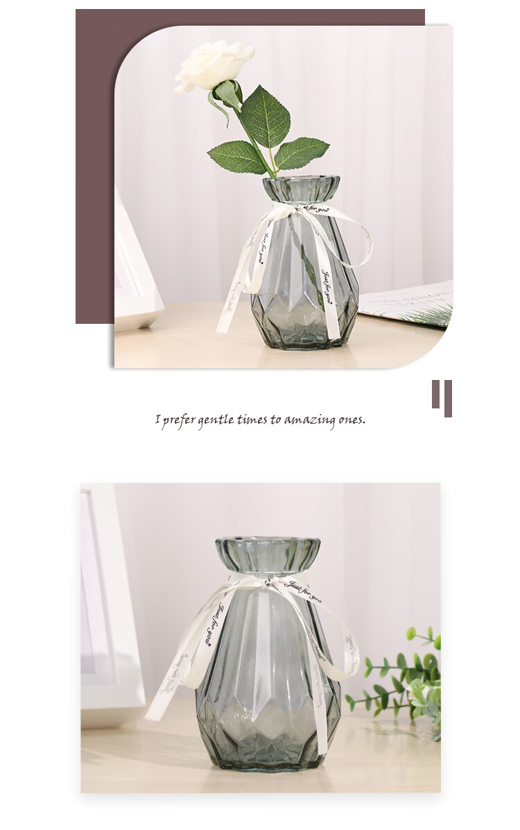 TaTanice Glass Flower Vase Artificial Flower Vase Hydroponic Vase Rose Lily Lucky Bamboo Living Room Decoration 1