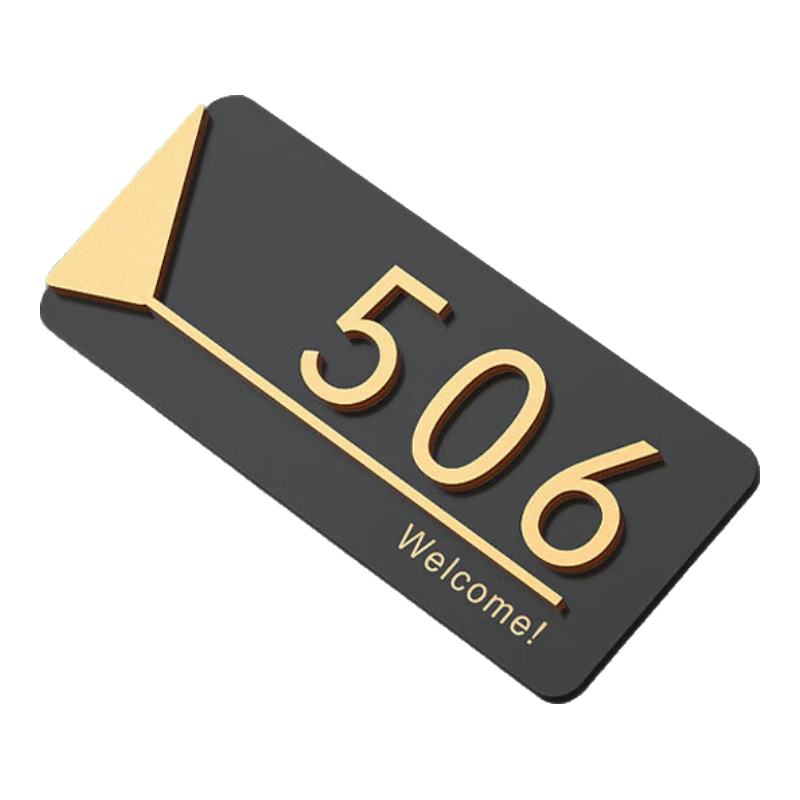 Aimohui Home Door Number, Hotel Room Number Plate, Acrylic Self-Adhesive Base Board + Digits (0-9), 17*8cm