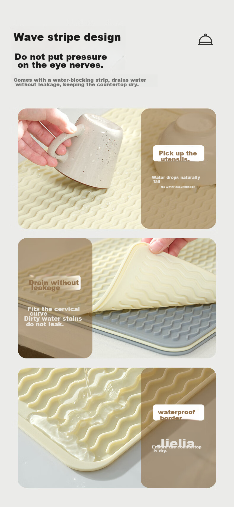 Qiqijia Silicone Draining Mat, Heat Insulation Pad, Kitchen Countertop Protector, Non-Slip Mat, Cutting Board Holder, Anti-Scalding Table Mat, Pot Holder 5