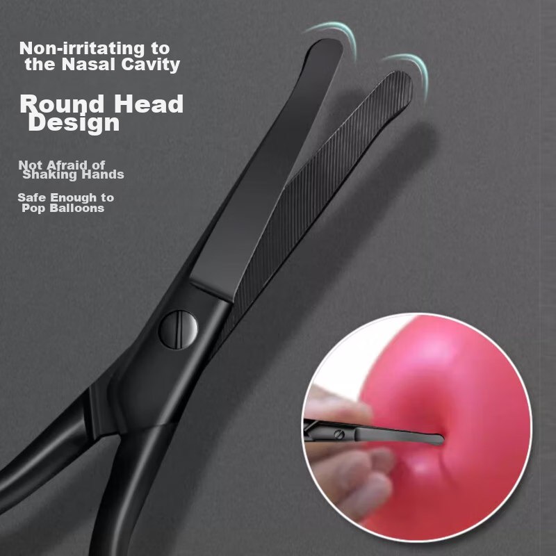 Xiaotianlai Nose Hair Trimmer Set, Men's Round Head Stainless Steel Nose Hair Removal Tool, Manual Small Scissors for Cleaning Nasal Cavity