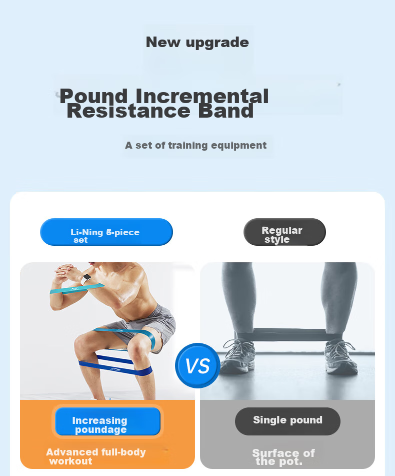 Li-Ning Elastic Bands [5-Pack], Fitness Strength Training Resistance Bands for Leg Exercises, Yoga, Track And Field, Elastic Loop 5