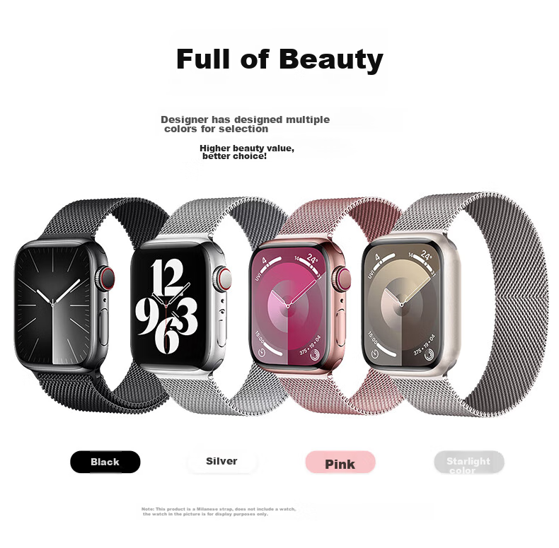 KMaxAI Compatible Milanese Loop Band for Apple Watch Series 12/11, Stainless Steel Magnetic Watch Band for Apple Watch SE 3, Metal Braided Strap for IWatch S10, Starlight 3
