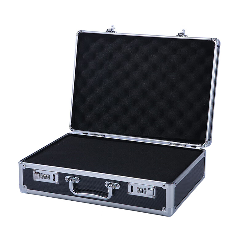 Bingyu BJ419 Aluminum Alloy Toolbox Portable File Storage Box Black 35X25X13cm (Padded with Combination Lock) 7