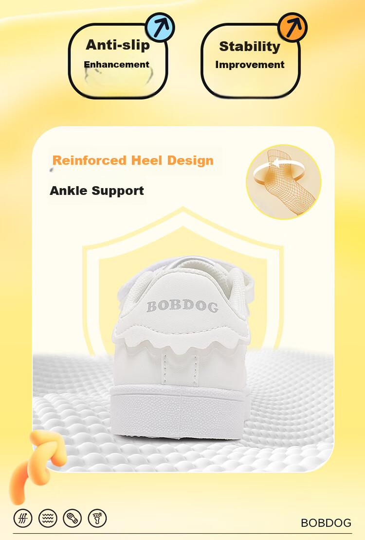 BOBDOG Children's Shoes, Girls' Low-Top Sneakers, Spring And Autumn Style, Kids' Sports Shoes, 101533153, Cream White/light Pink, Size 24 6