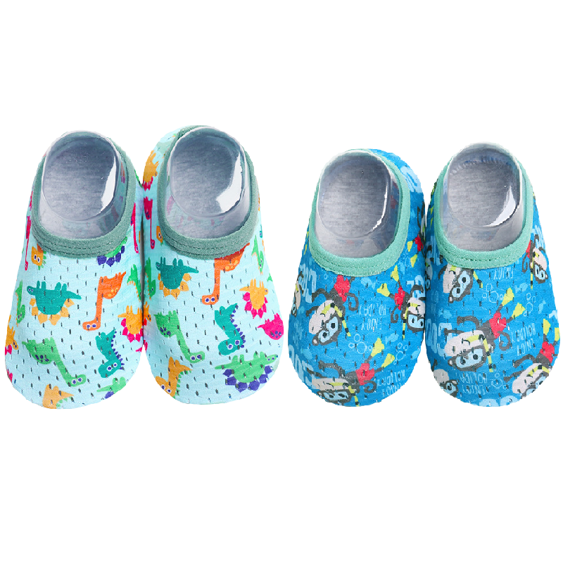 9i9 Baby Walking Shoes Summer Non-Slip Breathable Thick Sole Soft Indoor Shoes 2 Pairs 1-2 Years A109 Dinosaur Monkey