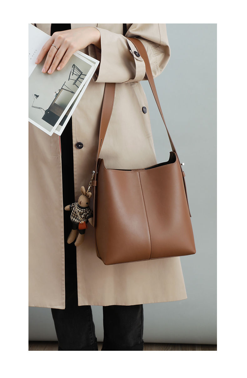 Viney Leather Handbag, Large Capacity Bucket Bag for Women, Light Luxury Shoulder Crossbody Bag, Practical Birthday And Mother's Day Gift for Mom 12