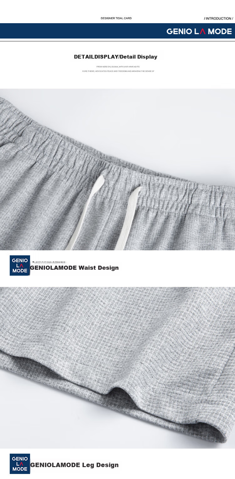 GENIOLAMODE Men's Shorts, Summer Lightweight, Versatile for Home Wear, Loose Casual Pants, Knee-Length Shorts 13