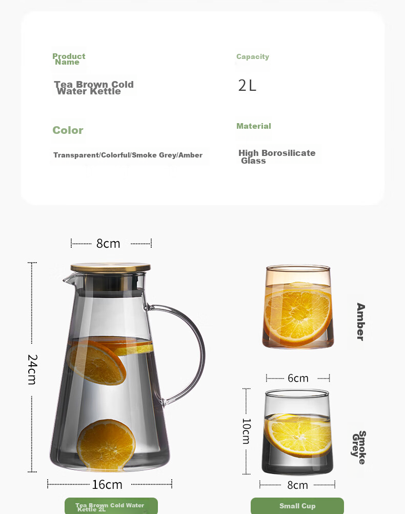Jieanxi Large Capacity Cold Water Pitcher, Heat-Resistant High Borosilicate Glass Kettle for Home Use, 1.8L Student Gift 16