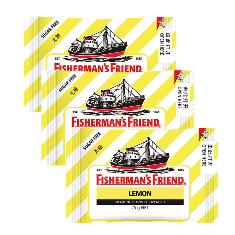 渔夫之宝 薄荷糖柠檬味25g*3袋 无糖润喉糖果强劲清新口气教师主播护嗓
