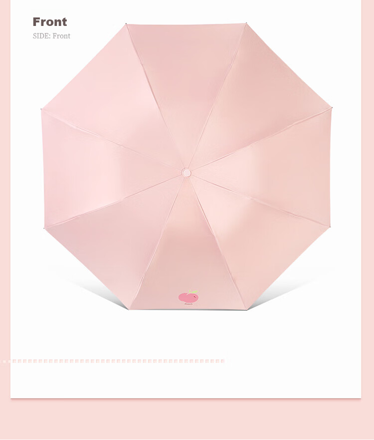 Tiantangshan UV Protection Folding Umbrella, Sunshade Umbrella with Black Coating, Peach Pattern, Suitable for Both Sunny And Rainy Days, Pink 20