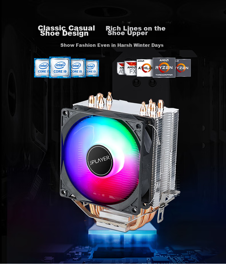 JPLAYER Ziyi Co-Branded Edition 4 Copper Tube 9cm Colorful Fan CPU Air Cooler, Noise-Reducing RGB Fan (AMD/Intel Multi-Platform/With Thermal Paste) 6