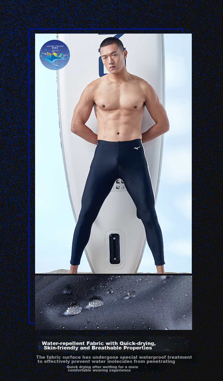 MIZUNO Men's Professional Quick-Dry Swim Shorts, Long Fitness Swimsuit, Fashionable Plus Size Surfing Suit B1103 Black XL 4