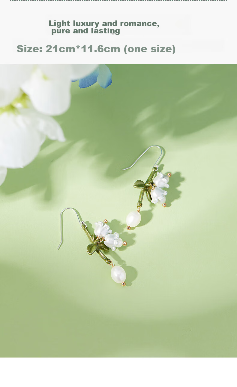 MOLADY Pearl Earrings for Women, 2026 New Style Silver Needle Lily of The Valley Earrings, Gift for Best Friends' Anniversary Birthday Present for Girlfriend Or Wife 6