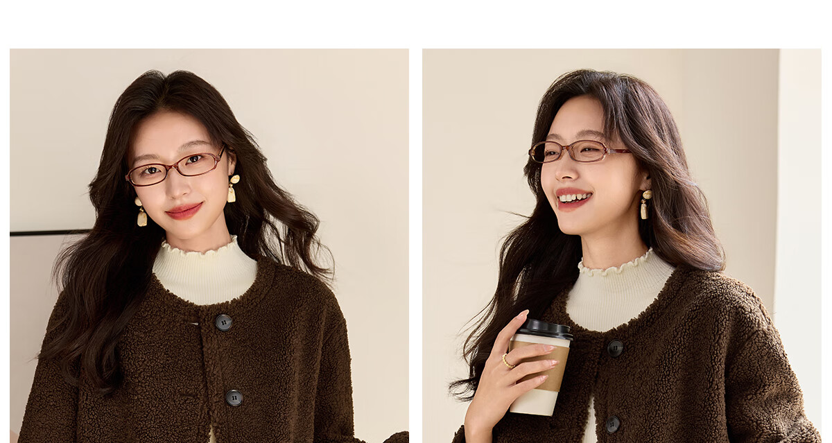 PinCai Women's Short Coat Lamb Wool Thickened Small Fragrance Style Petite High-End Short Jacket P144F6002 17