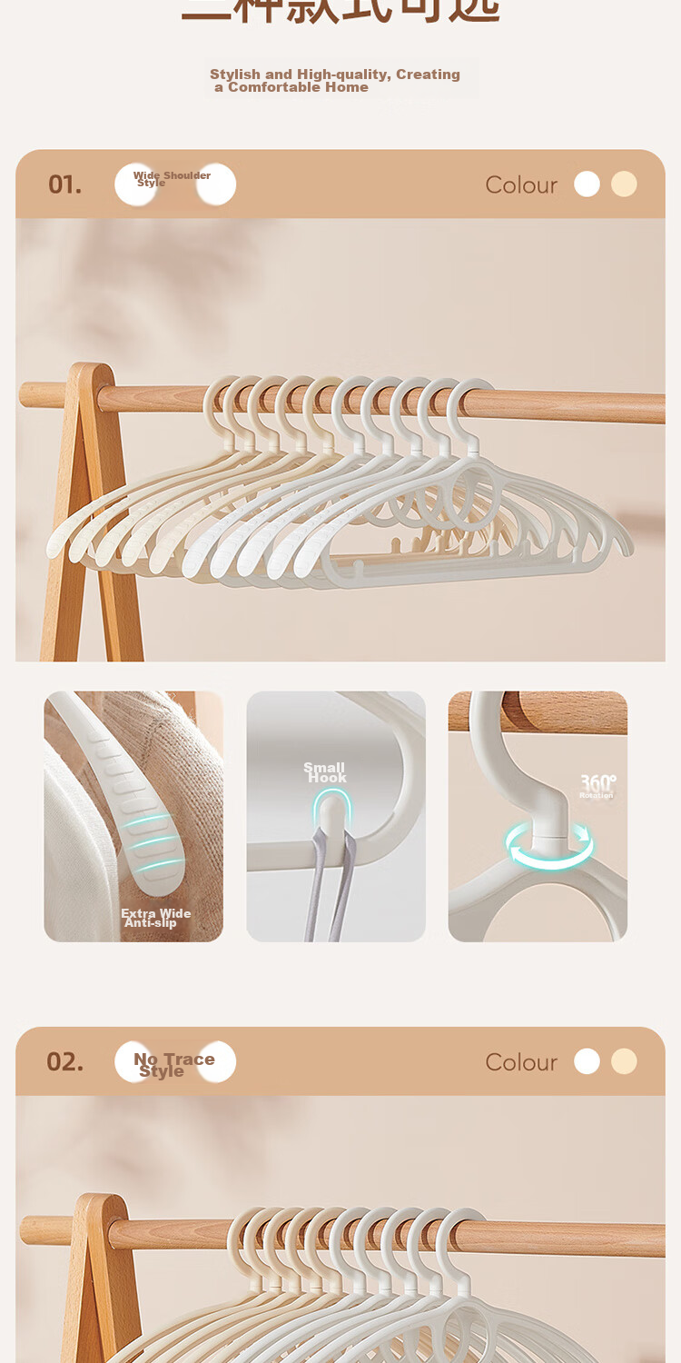 Ecoco Clothes Hangers for Home And Student Dormitory, Non-Slip, Seamless, with Fragrance Diffuser, Anti-Mite And Insect Repellent, Drying And Storage 10