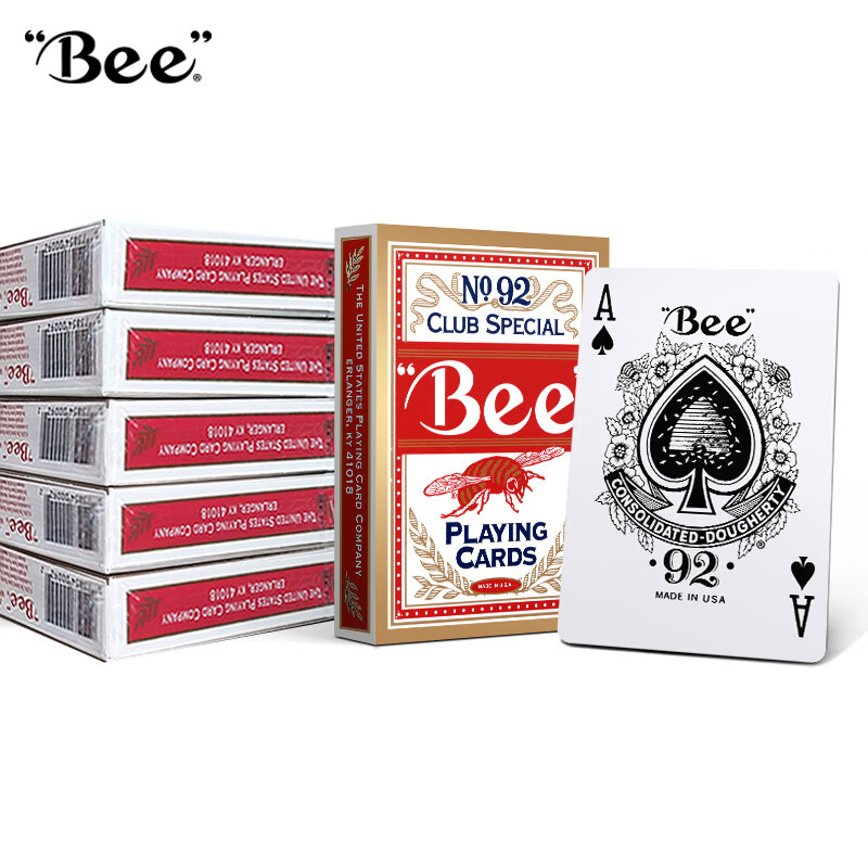 Bee American Imported High-End Texas Hold'em Poker Cards for Competition, Official Designated Playing Cards, Red - 6 Decks