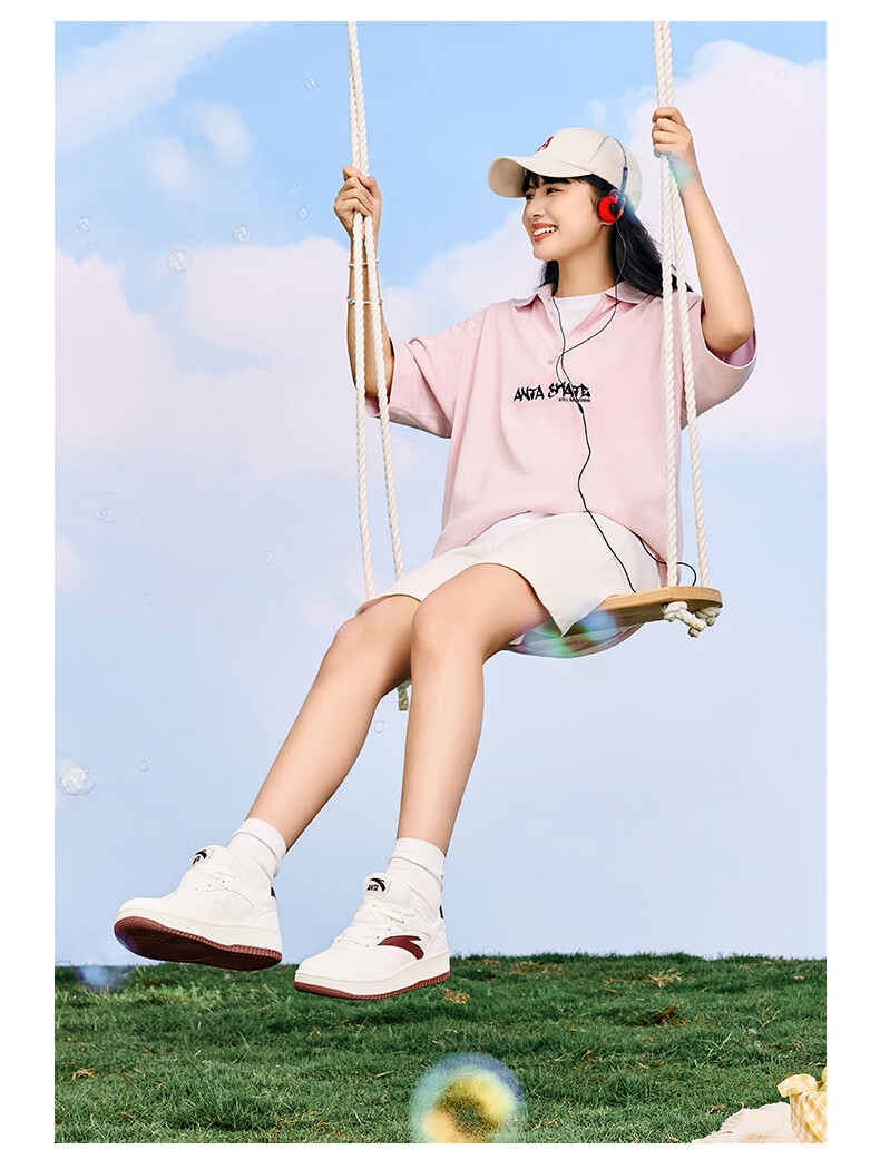 Anta Origin Year 2.0 Women's Thick-Soled Skate Shoes Casual White Sneakers Retro Trendy Height-Increasing Sports Shoes for Students Couples 7