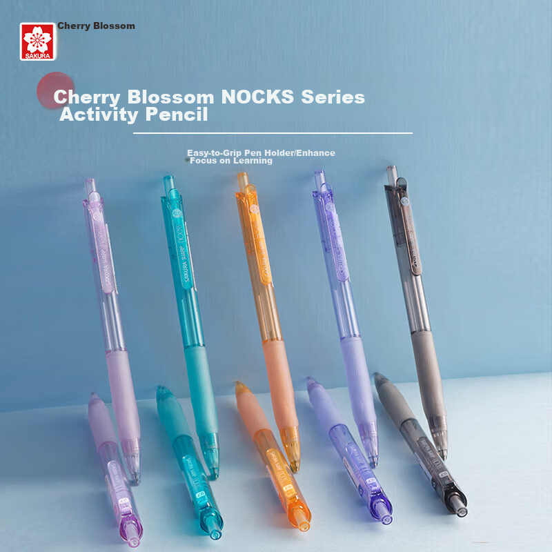 SAKURA Mechanical Pencil, 0.5mm, for Students' Writing And Drawing, NOCKS Series, Triangular Grip, Non-Slip, Mechanical Pencil, Candy Purple
