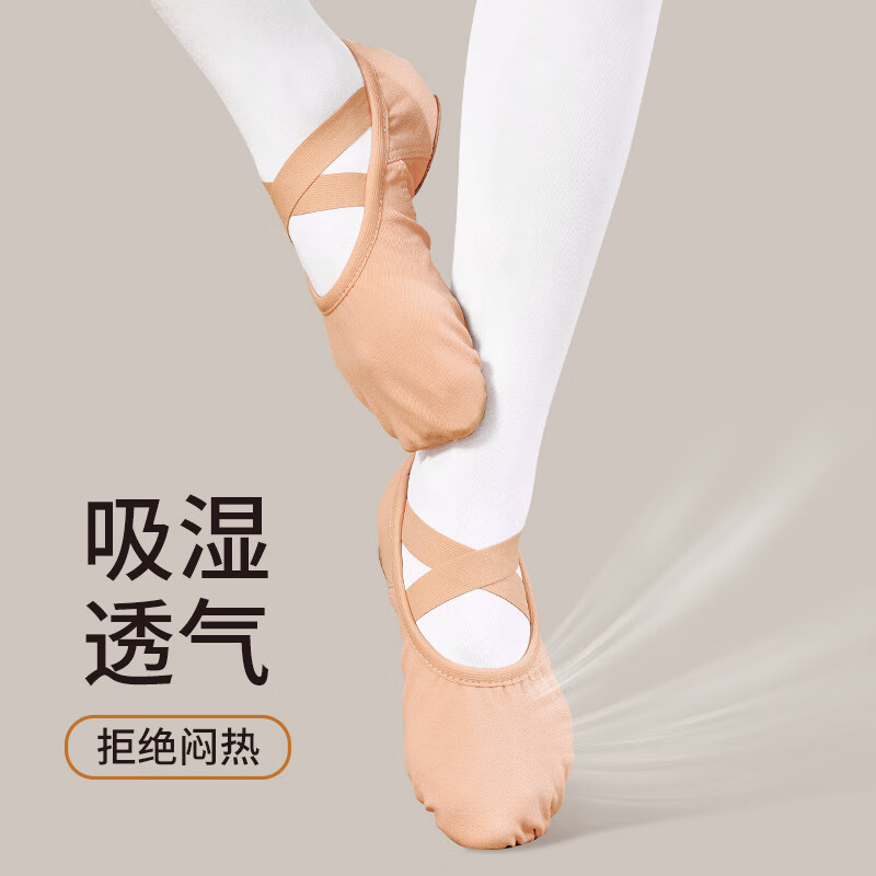 Zhiyouban Adult Dance Shoes for Women, Soft Sole, Elastic Fabric, Skin Color, Ballet Performance, Chinese Dance, Practice, Exam-Specific