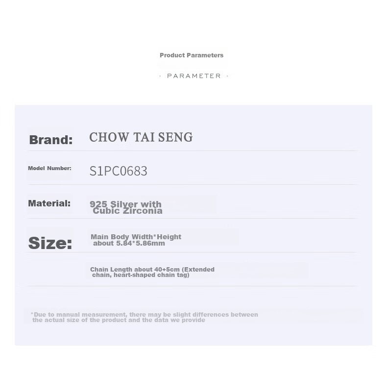 CHOW TAI SENG [Birthday Gift] Small Waist Necklace, Pure Silver Women's Collarbone Chain, Luxurious Niche High-End Feel, Gift for Girlfriend 6