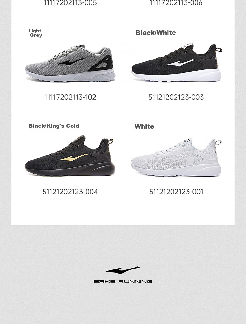 ERKE Men's Shoes, Sports Casual Shoes, Mesh Shoes for Men, Lightweight Shock-Absorbing Non-Slip Sports Shoes, Men's Jogging Shoes, Basic Running Shoes 9