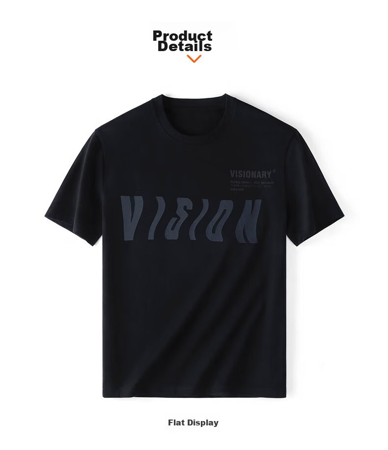 Mr.Bu Cotton 3D Letter Print Short Sleeve T-Shirt for Men, Summer New Style Comfortable Trendy, Graphite Black, L/175 11