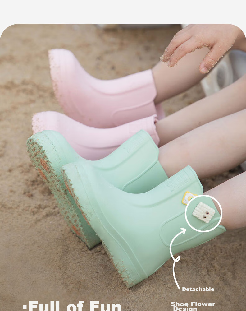 SHUKIKU Children's Rain Boots, Lightweight Non-Slip Rain Shoes for Boys And Girls, Kindergarten And Elementary School Students' Waterproof Shoes, Pudding Yellow, Size 32/210 15