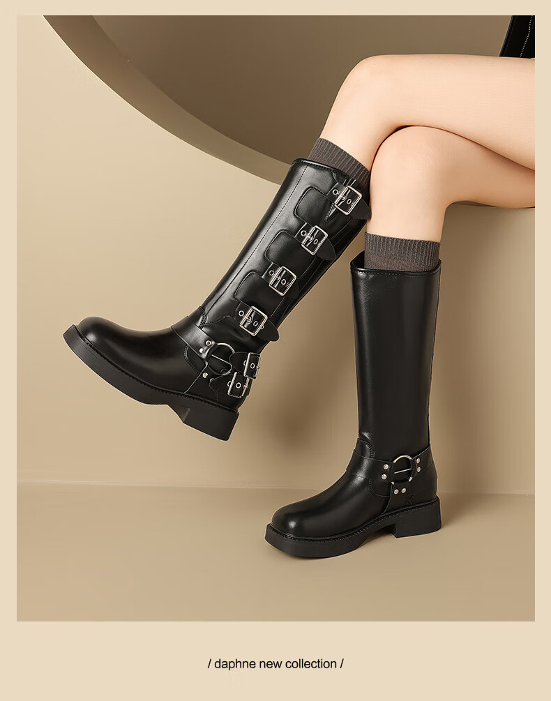 DAPHNE Western High-Top Boots for Women, Brown Long Boots for Summer 2026, Xinjiang Grassland Travel Meilade Knight Boots 9