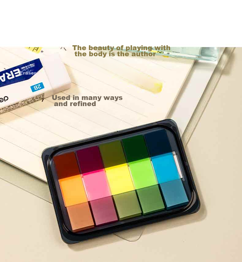 Deli 100 Sheets 5-Color Fluorescent Film Indicator Labels, 44*12mm Pull-Out Sticky Notes, Memo Pads, Note Pads, Memo Sheets, 9060 16