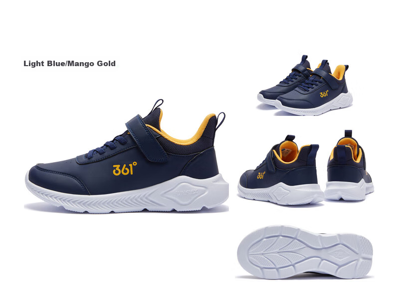 361° Children's Shoes, Kids' Sports Shoes, Winter 2025, for Boys And Girls Aged 3-14, Leather School Running Shoes, Yellow, Size 39 35