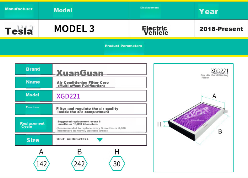 Xuanguan Ruihu 8 PLUS/8L (2.0T/1.6T with Hybrid), Ruihu 9 Air Conditioning Filter, PM2.5 Anti-Smog Filter 3