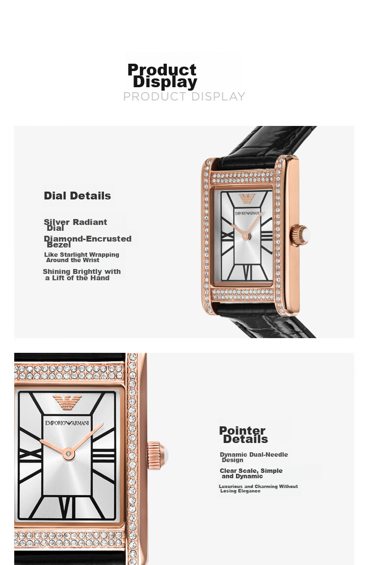 EMPORIO ARMANI Women's Watch, Starry Sky Small Square Watch for Women, Birthday Gift for Girlfriend, AR11624 4