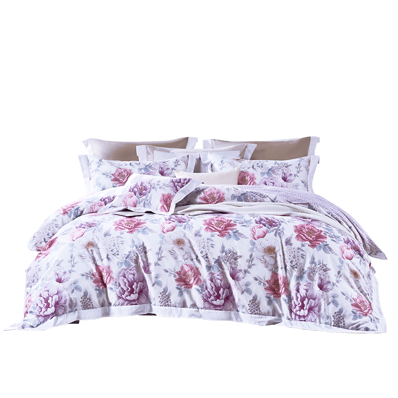 FUANNA Bedding Set, 100% Pure Cotton, Includes Bed Sheet And Duvet Cover, King Size, Zijiang Pattern, 230*229cm, Purple